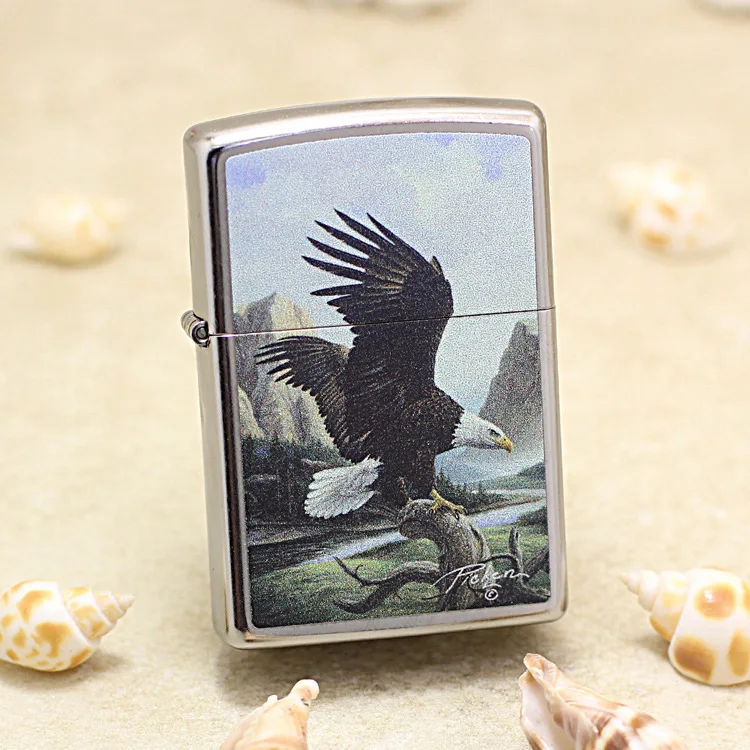 

Genuine Zippo oil lighter Colorful eagle copper windproof cigarette Kerosene lighters Gift with anti-counterfeiting code