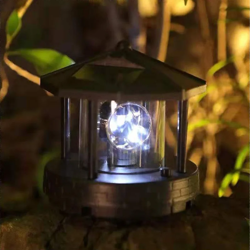 Picture 6: D2 Outdoor Solar Light Powered Lighthouse Rotating Waterproof LED Solar Light Beacon Tower Decorative Lamp for Garden Lawn Patio