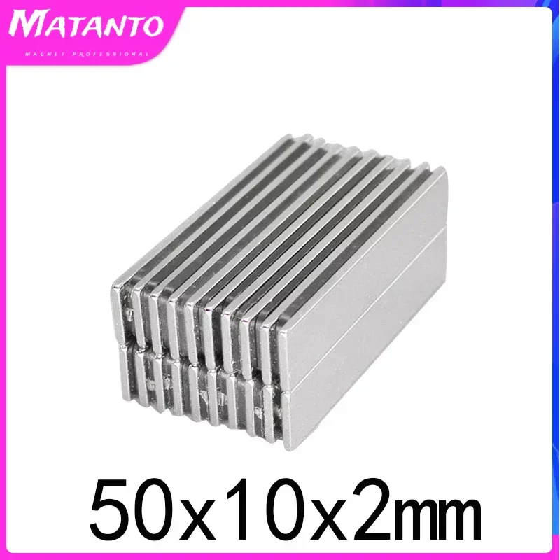 

2/5/10/20/50pcs 50x10x2mm NdFeB Strong Rare Earth Magnet Block Rectangular Neodymium Magnets N35 Strip Magnetic