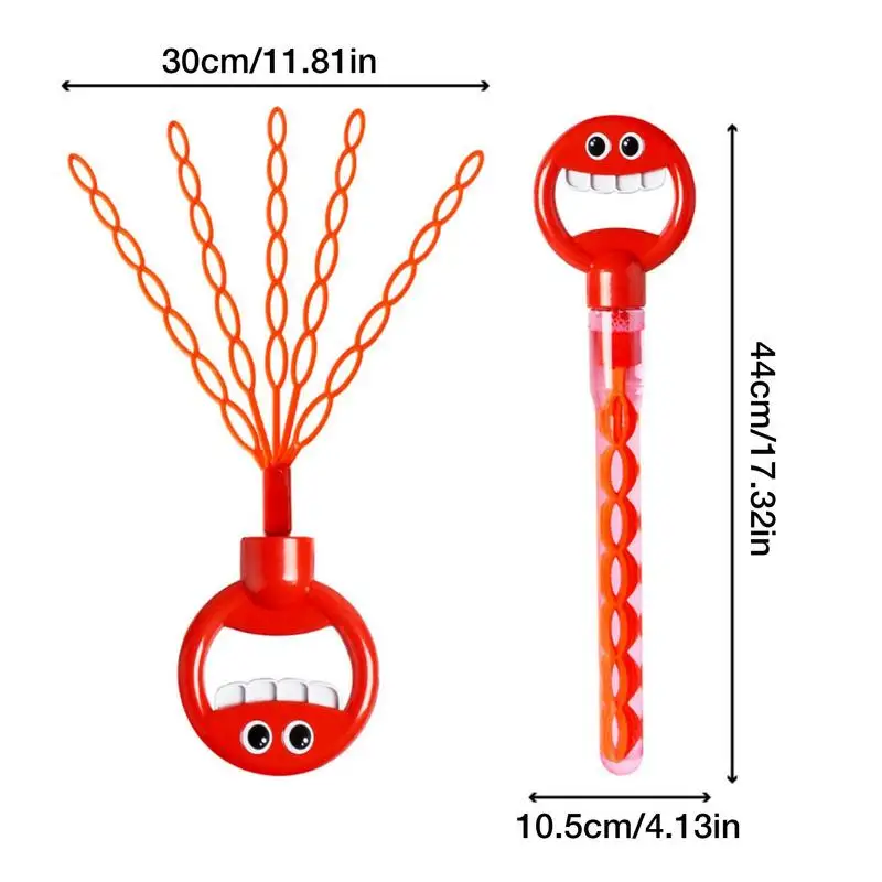 Máquina Manual de varita de soplado de burbujas para niños, máquina de palo de mano con cara sonriente, fabricante de burbujas Manual, juguetes de verano para exteriores, regalos para niños, 32 agujeros