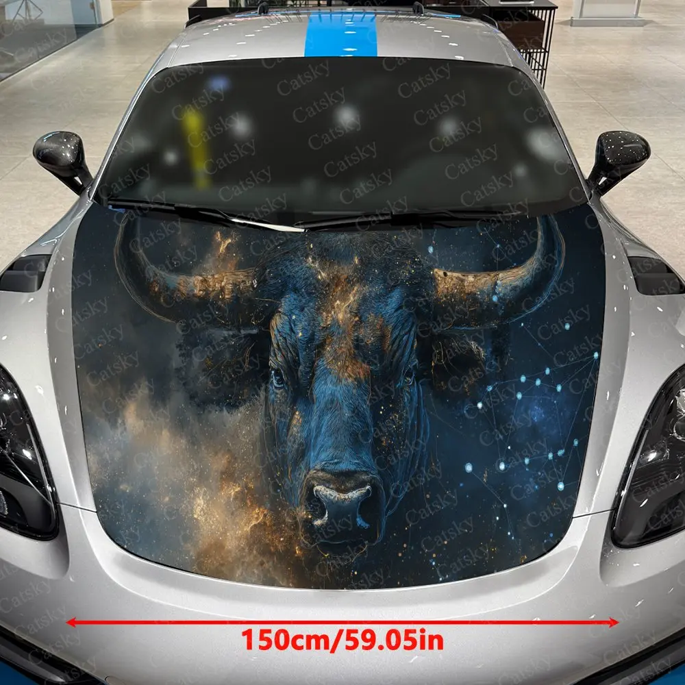 Dreamy Constellation Taurus Car Vinyl Wrap, PVC Waterproof Car Hood Sticker, Self-Adhesive Scratch-Resistant Stickers