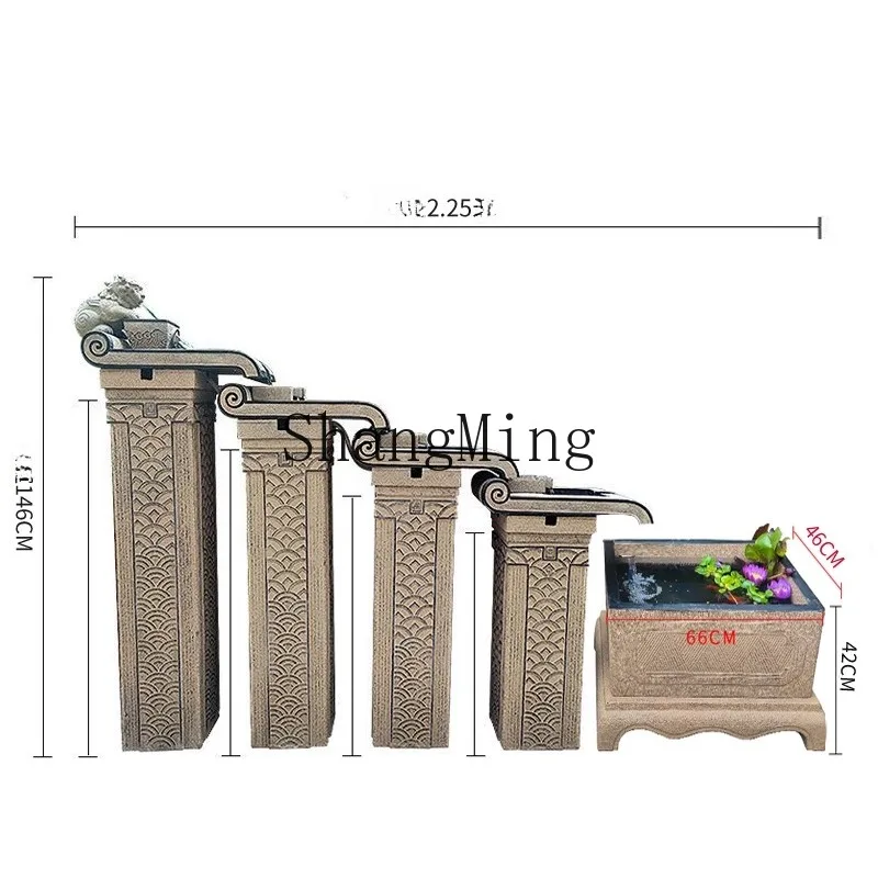 

ZHB flowing water ornament outdoor balcony large new Chinese fish landscape fish tank lucky courtyard decoration landscaping