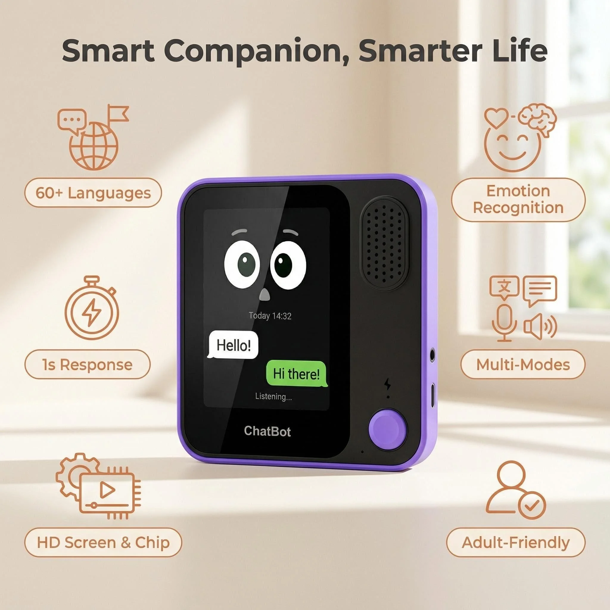 TT-08 AI Voice Robot for Adult Warm Companion AI Chatbot Multilingual Emotion Recognition Companion Local Privacy Protection GPT - Image 6
