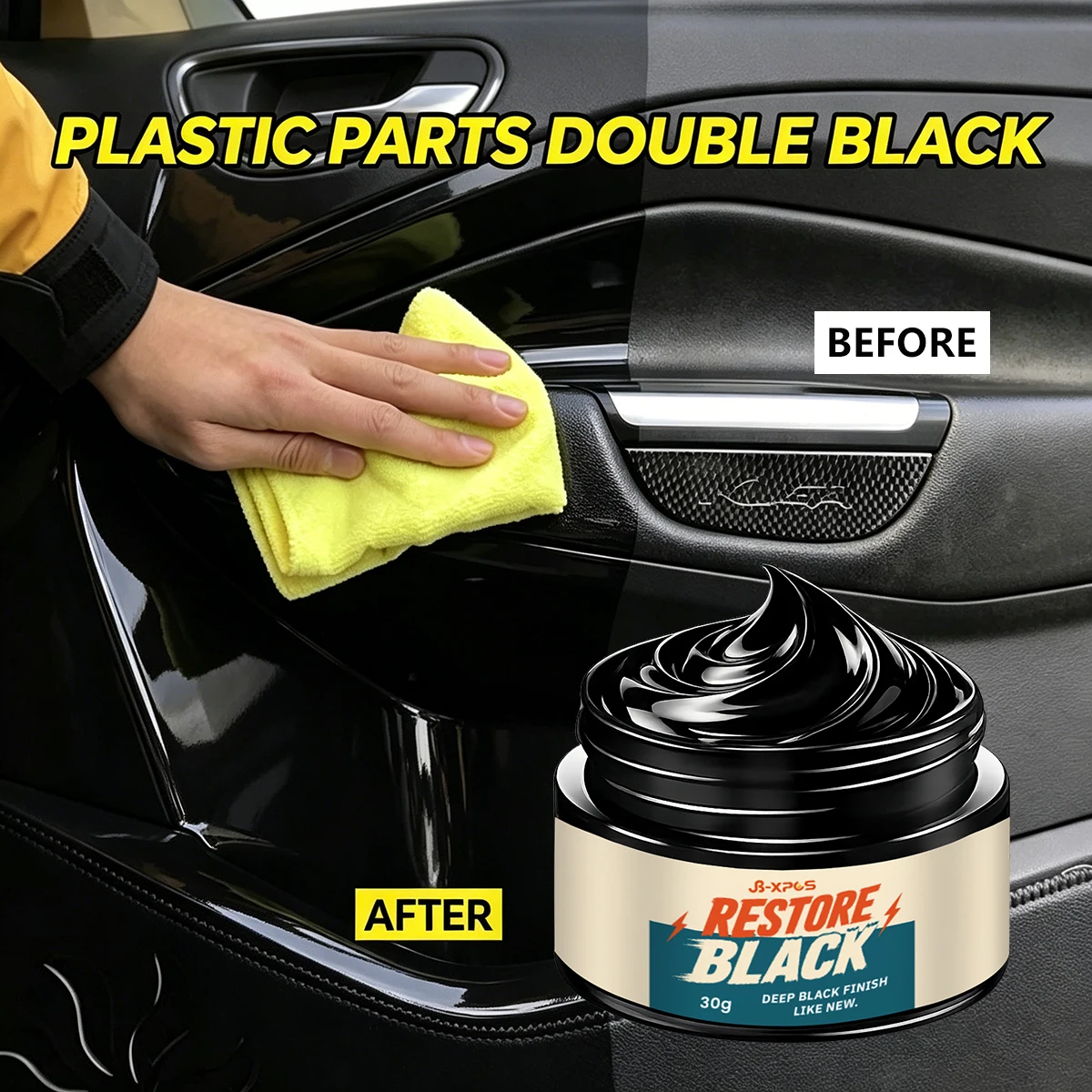 Car Plastic Repair Paste Restore Strengthen Protect Black Shine Anti-Fade Long-Lasting Maintenance Auto Detailing YT2051
