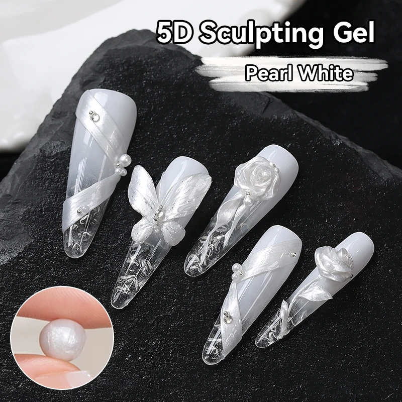 Nascido bonito 5d escultura gel unha polonês 5ml pérola branco moldar escultura diy cutucando gel dicas sólidas arte do prego sem limpar casaco superior