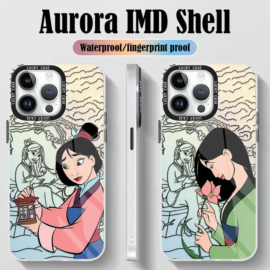 Disney Hua Mulan Phone Case for Apple iPhone 11 13 15 12 14 Pro Max 7 XR X XS 13 12 Mini 14 Plus 8 Aurora Laser Cover