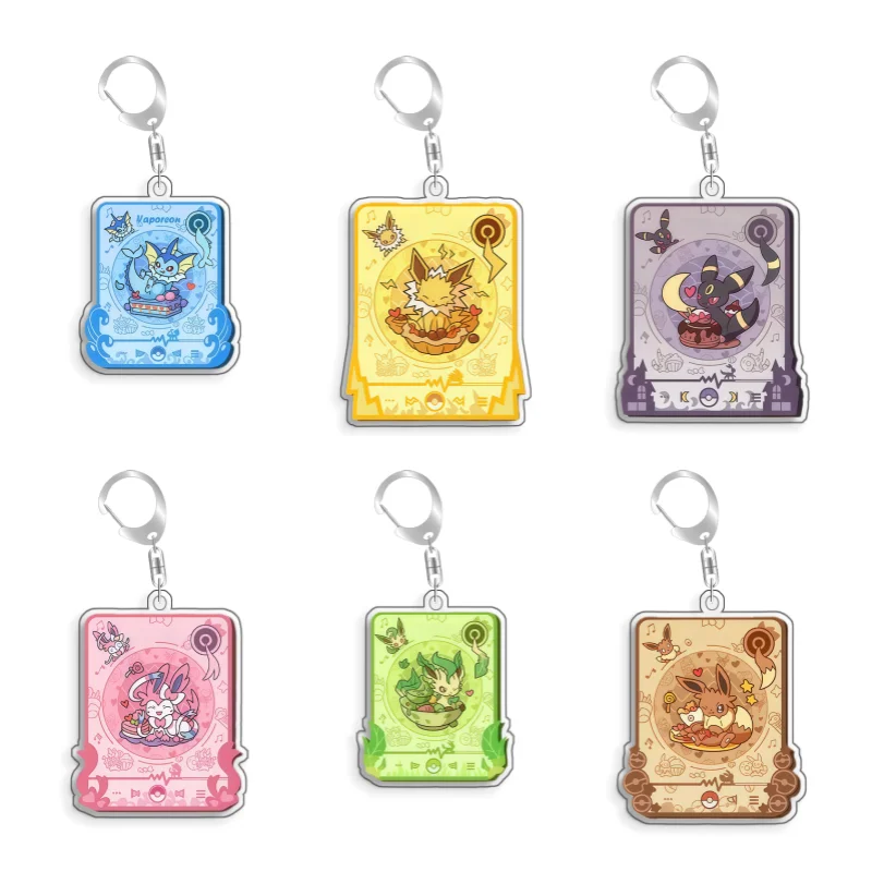 For Pokemon Elf Qikchu Vaporeon Jolteon Umbreon Original  Acrylic Selfmade Popular Cute Cartoon Anime Keychain Pendant Toy Gift