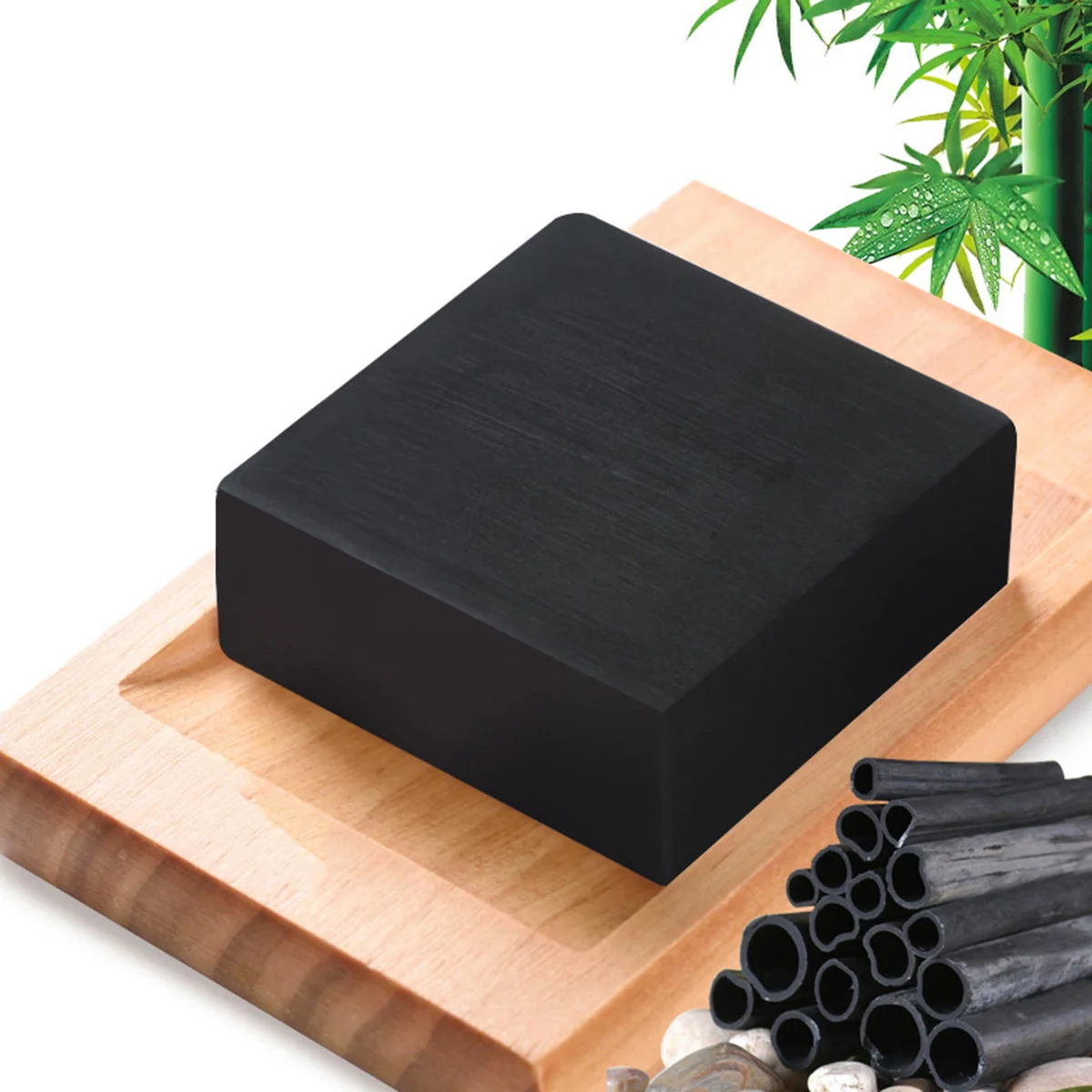 Bamboo Charcoal Soap Handmade Face Facial Cleansing Essential Oils Soap (Black) Handmade Soap facial charcoal soap