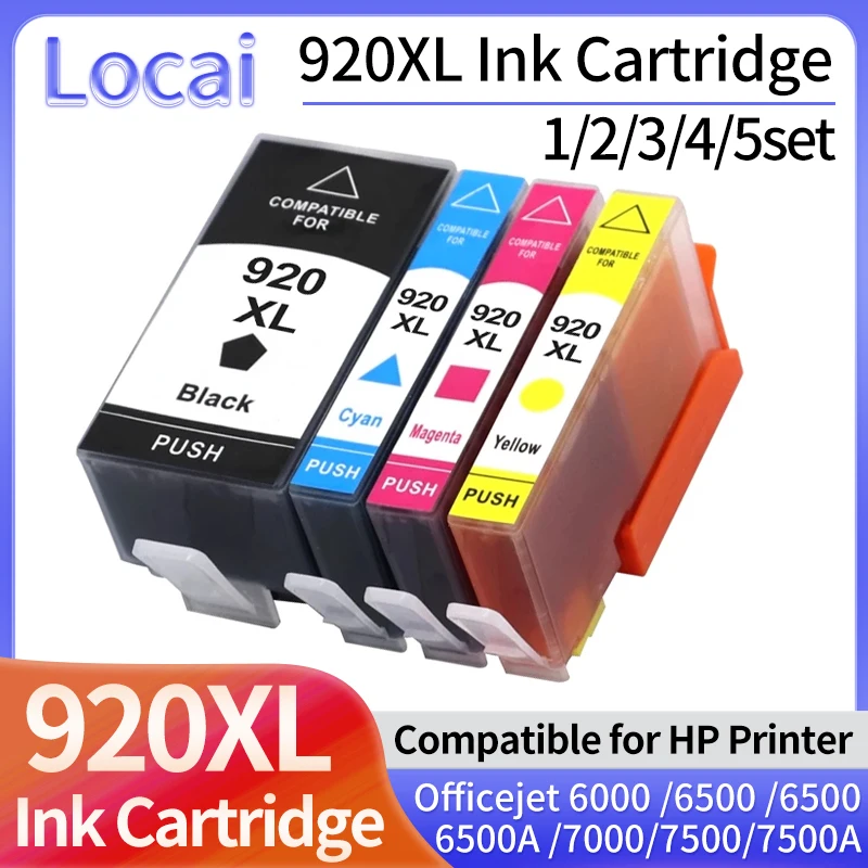 1/2/3/4/5set 920XL compatible ink cartridge For HP920 Officejet 6000 6500 6500A 7000 7500 7500A printer with chip 4Color Ink