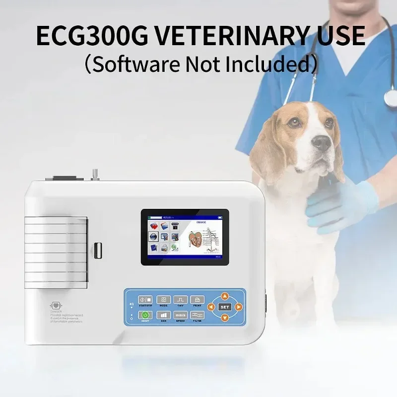 CONTEC ECG300G Électrocardiographe numérique 3 canaux 12 dérivations pour usage humain ou vétérinaire