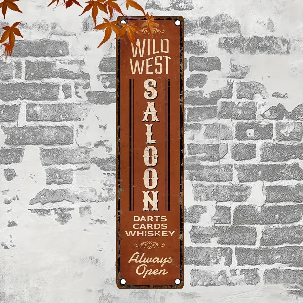[2D Flat]  Western-Style Bar Wrought  Sign - Retro Nostalgic Wall Decoration, Using UV Printing Dust-Proof  Sign