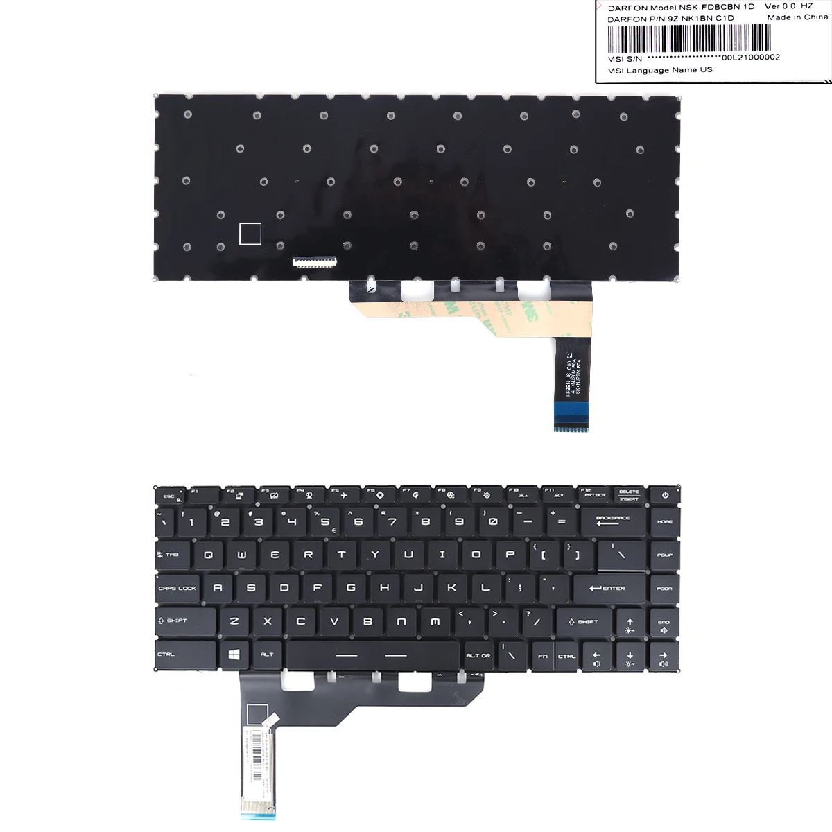 US Laptop Keyboard for MSI GP66 Leopard 10UH 11UH 11UG 11UE 12UH 12UGS MS-1542 Black