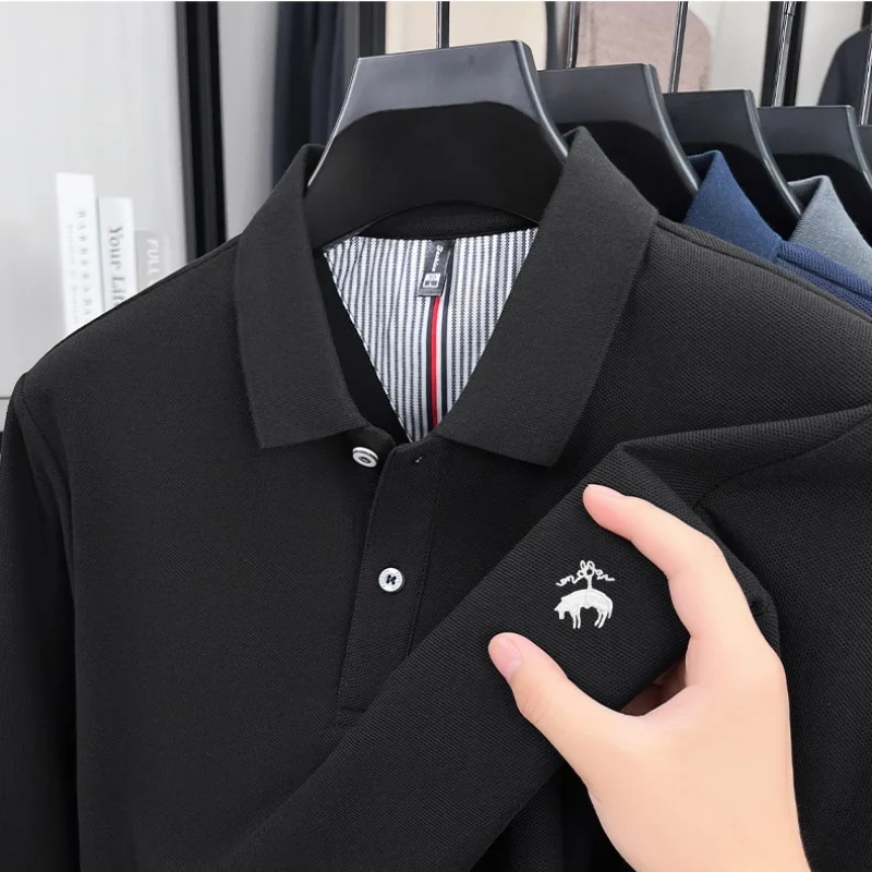 

Exquisite brand animal embroidery top fashionable spring autumn new mens long sleeved casual comfortable best-selling polo shirt