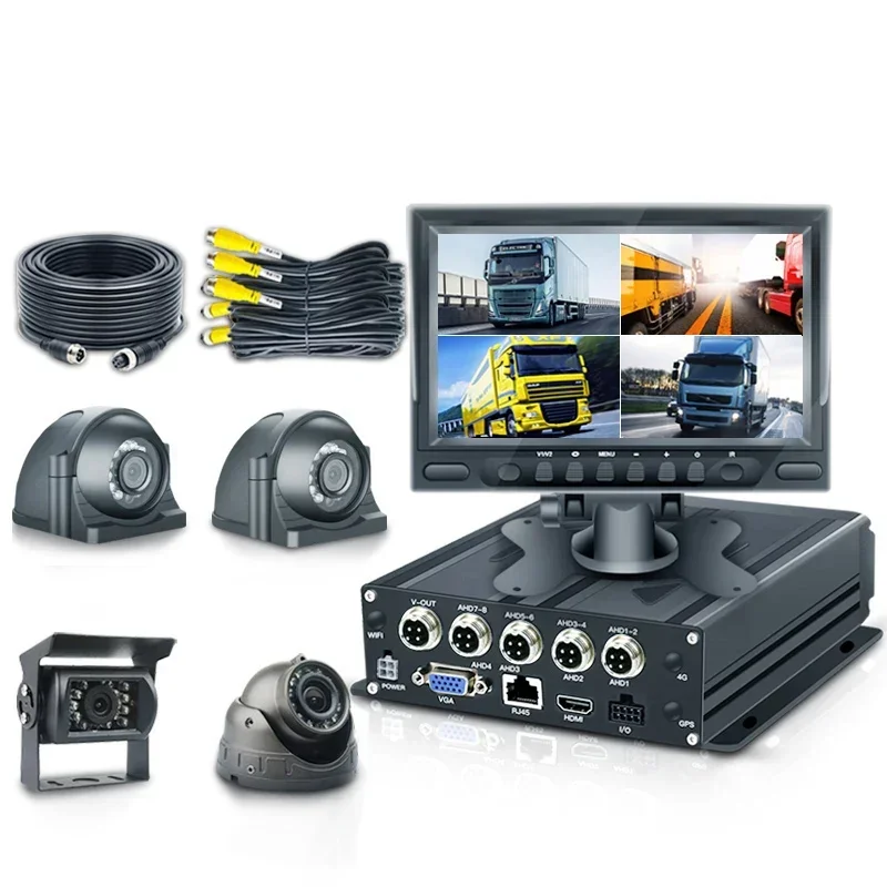 Bus Truck 4CH SD Mobile DVR 360 Surround View Sistema di telecamere da 7 pollici Videoregistratore digitale 1080P MDVR