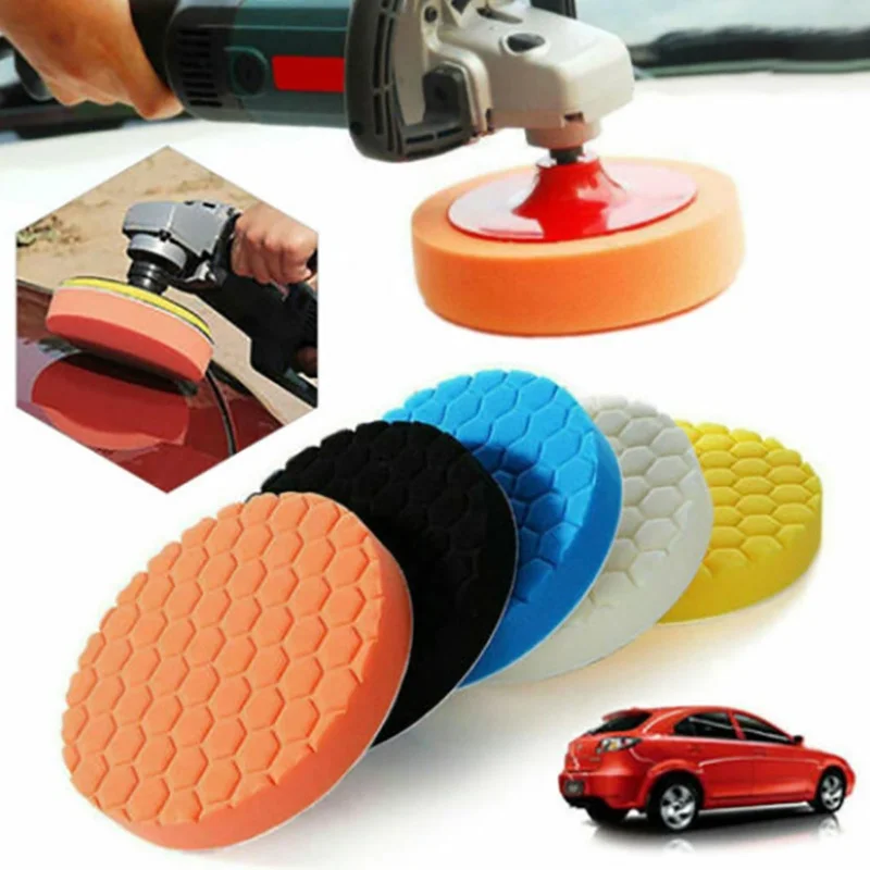 5Pcs Car Polishing Pad Kit 3/4/5/6/7 Inch Self-Adhesive Buffing Wheel Car Detailing Waxing Sponge Pads Auto Care Cleaning Tool