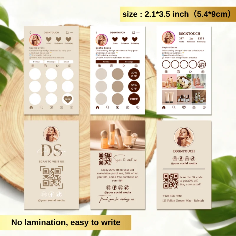DSGNTOUCH Custom Loyalty Business Cards 200 pcs 500 pcs Business Punch Cards 9x4cm 300GSM for Retail Stamp Reward System