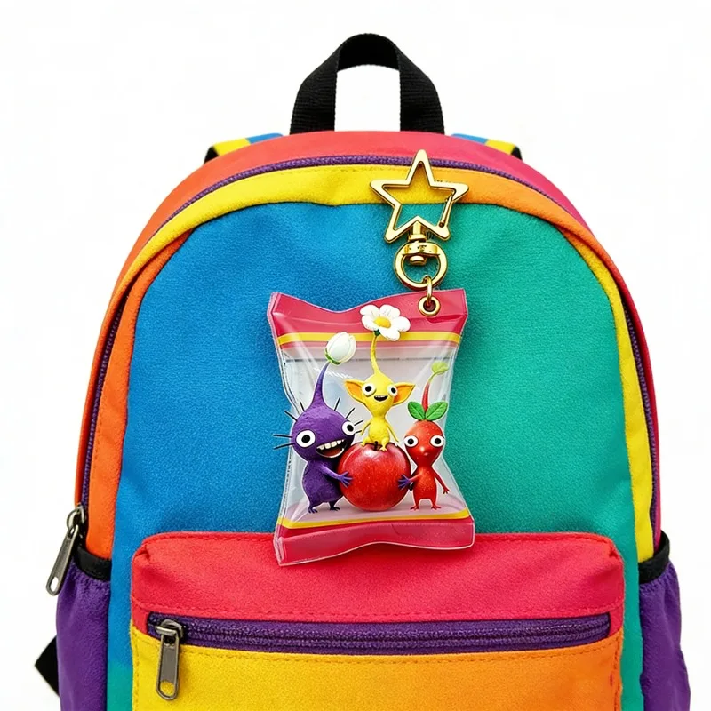 Cartoon Pikmins Inflatable Bag Pinch Keychain Pendant Movie Game Peripheral Stress Relief Pinch Pendant Birthday Gift