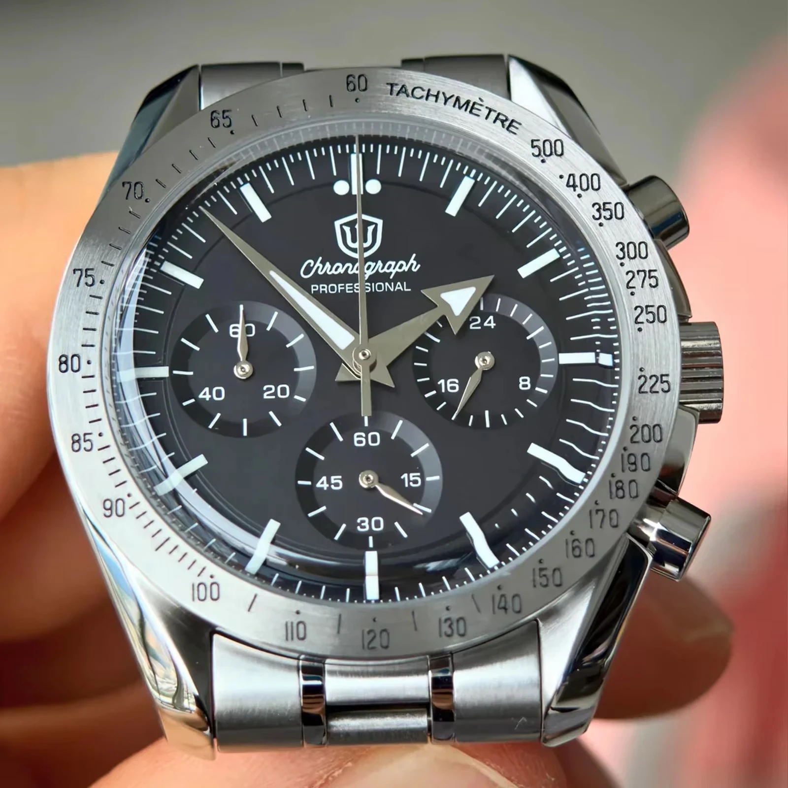 Watchdives 新しい 39mm WD1863 腕時計 VK63 クロノグラフ