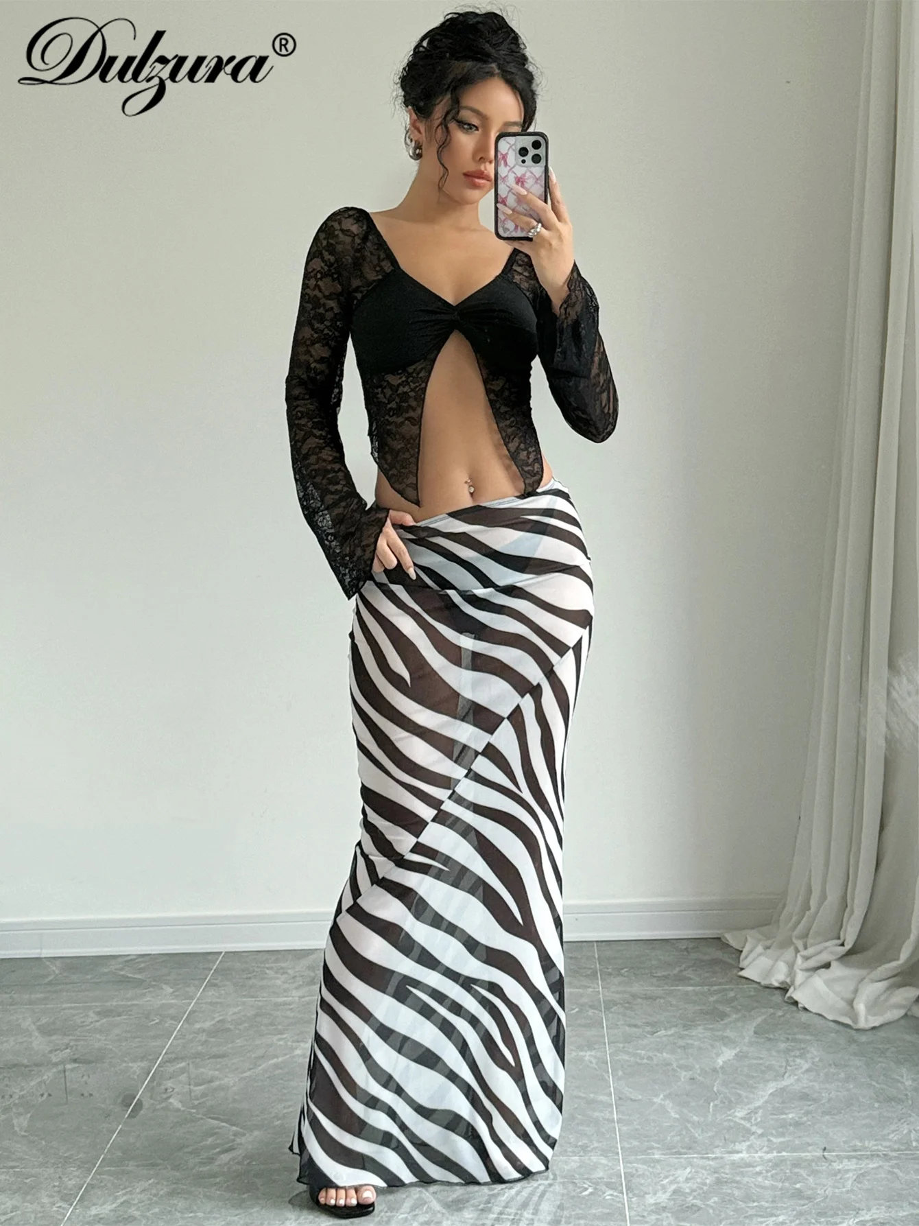 Dulzura Sexy Elegant Skirt Leopard Printed Maxi Women Skirts 2024 Lady Y2K Clothes Office Club Party Casual Streetwear Wholesale