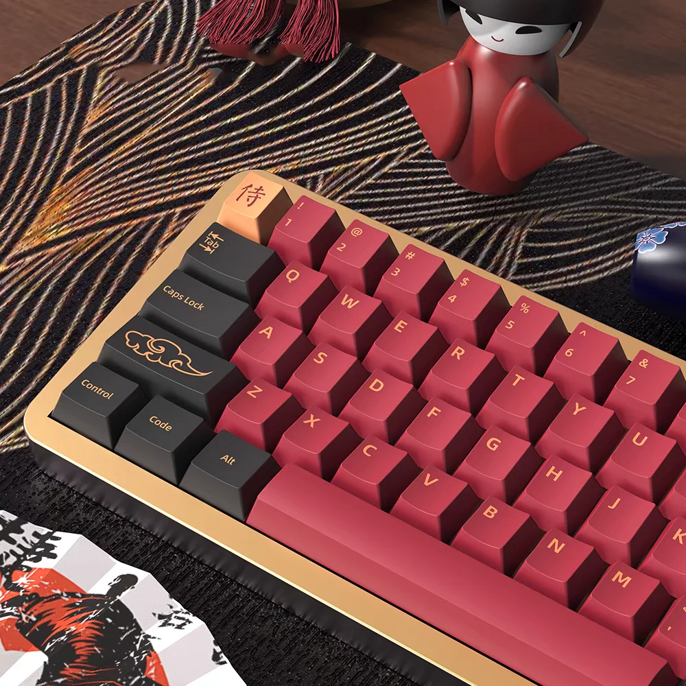 

Red Samurai Theme Keycaps PBT Cherry Profile GMK Keycap Set 139/156 Keys For MX Switch Mechanical Keyboard