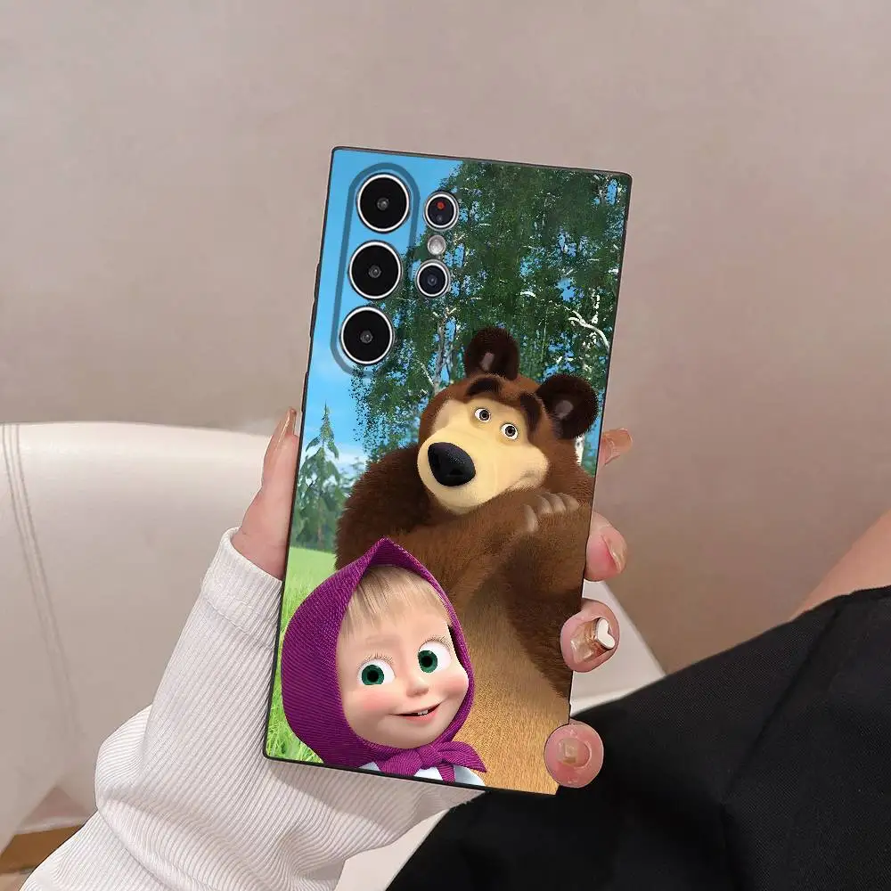 Coque de téléphone dessin animé m-asha et l'ours, étui souple givré pour Samsung Galaxy S25 S24 S22 S23 Ultra S21 S20 Plus