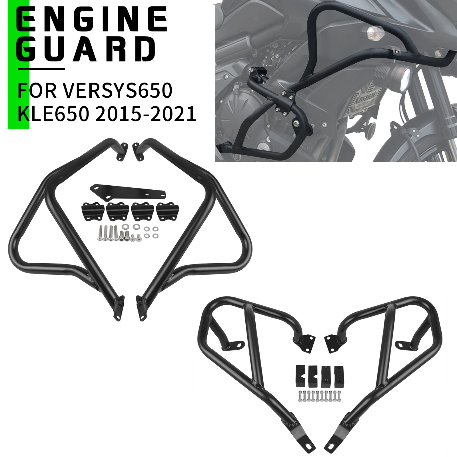 

For KAWASAKI Versys650 KLE650 2015-2021 Motorcycle Engine Guard Crash Bar Tank Bumper Upper Lower Fairing Protector Bar