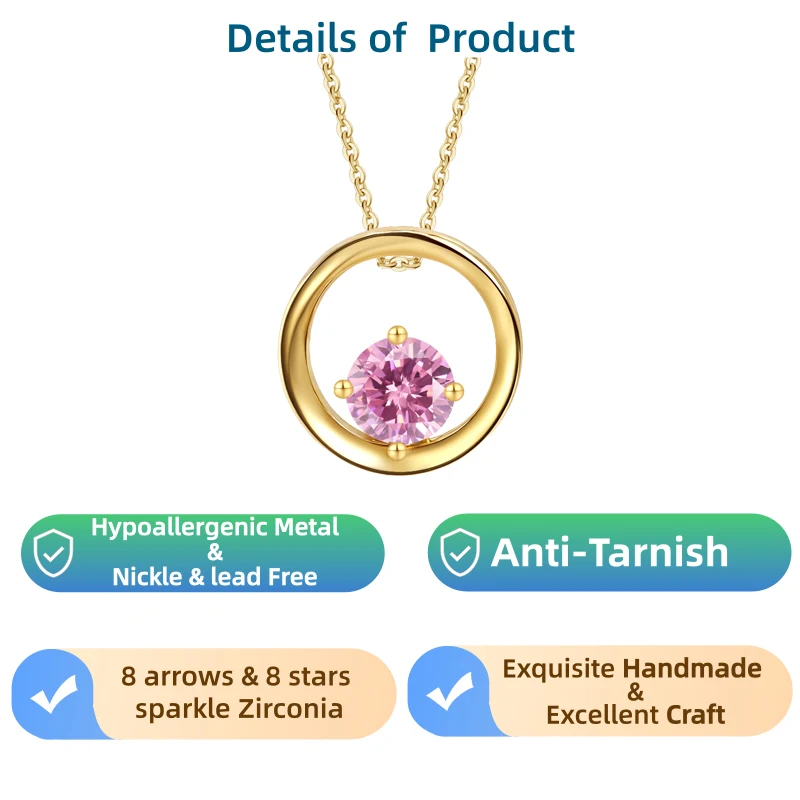 

LAMVOICE Jewelry for Women, 0.5Carat Zirconia Necklace for Women, Hypoallergenic Necklace, Christmas Gift for Her, with Gift Box