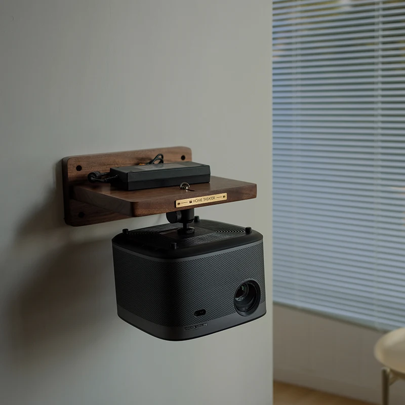 Projector rack, black walnut, cherry wood, wall-mounted flip-flop