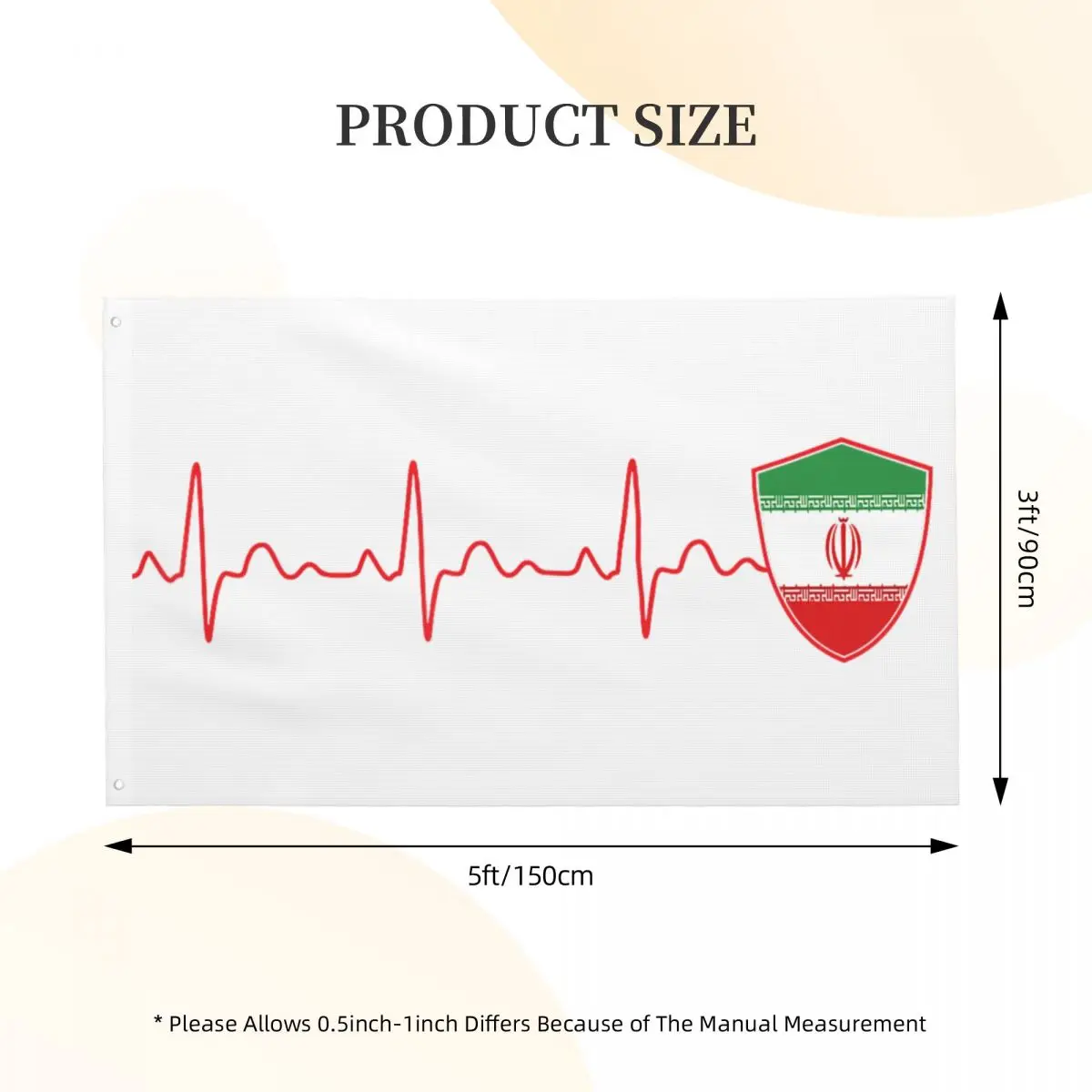 Iran Flag Heartbeat EKG Patriotic National Flag 90X150cm Graphic Flags Banner Polyester Hanging For Celebration Home Decoration