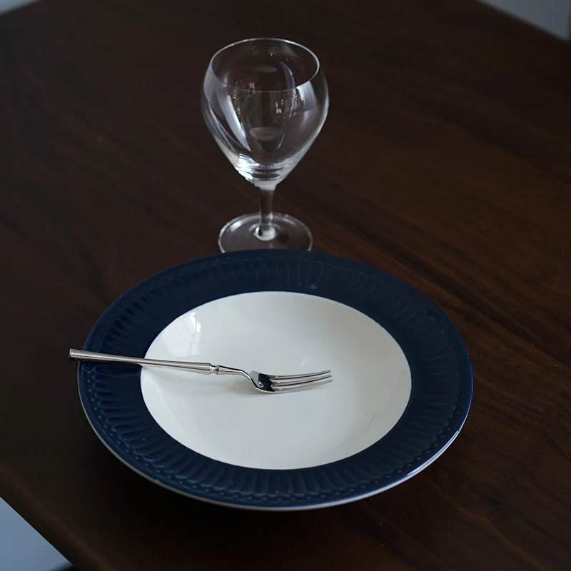 北欧ディープブルーセラミック洋食ディナープレートサラダプレートスーププレートパスタプレートデザートプレート高級食器プレート