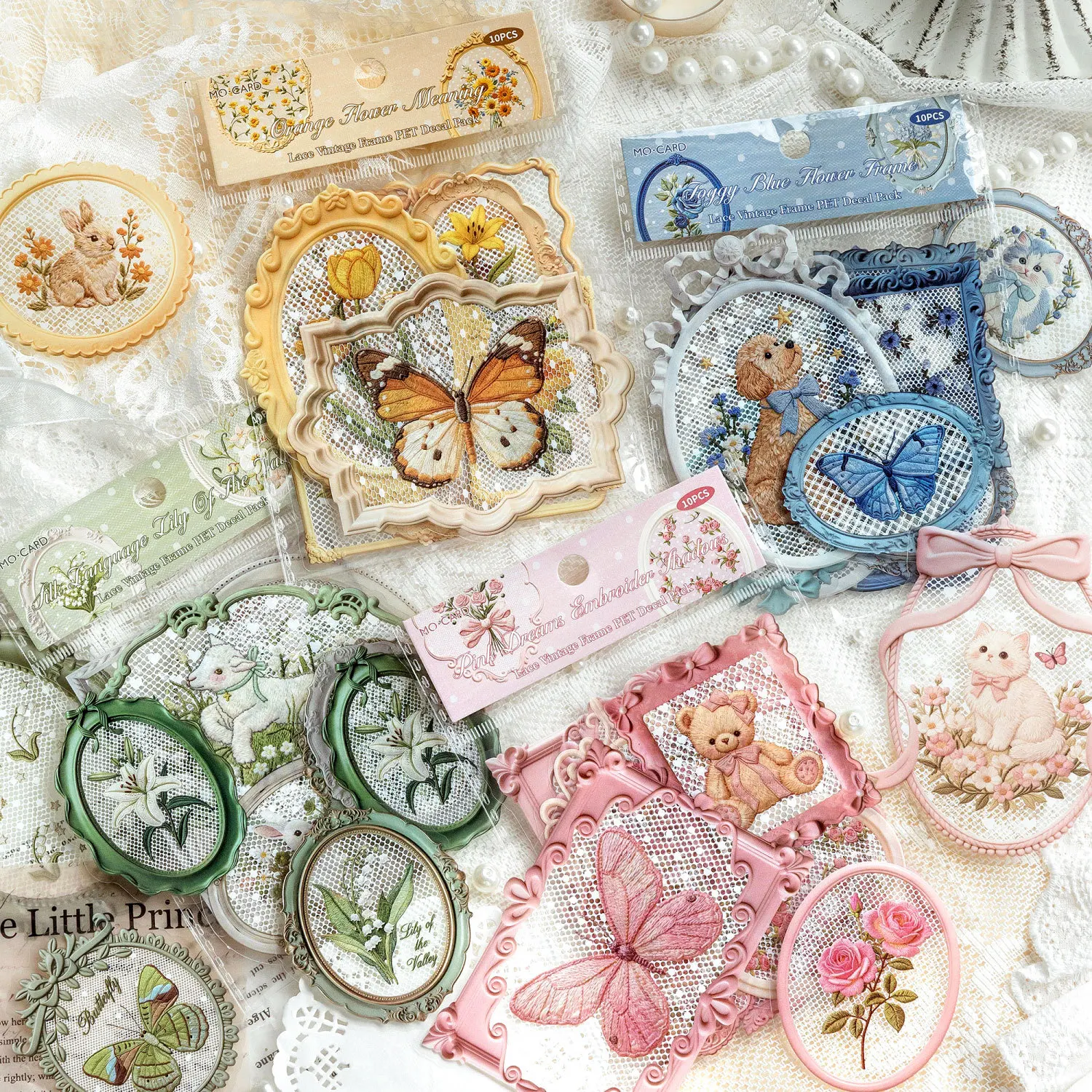 10pcs/lot Kawaii Scrapbook Sticker Lace flower frame Scrpbooking Supplies diary Planner Decorative Craft Stationery Sticker