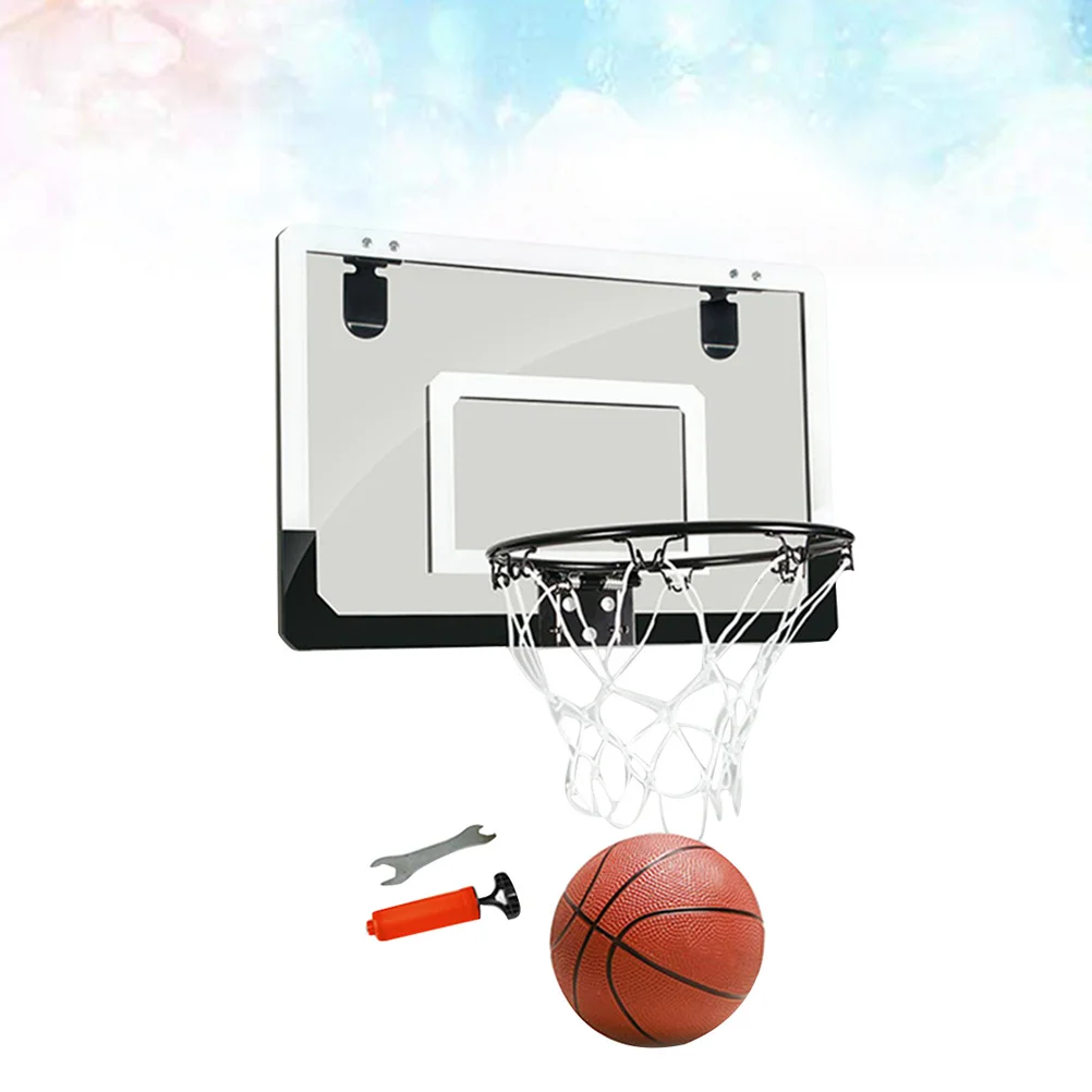 1pc ドア吊り下げバスケットボールボード プレミアムPVCミニ屋内シューティングセット パンチ不要 簡単組み立て ブラックシリーズ 家庭用オフィス用