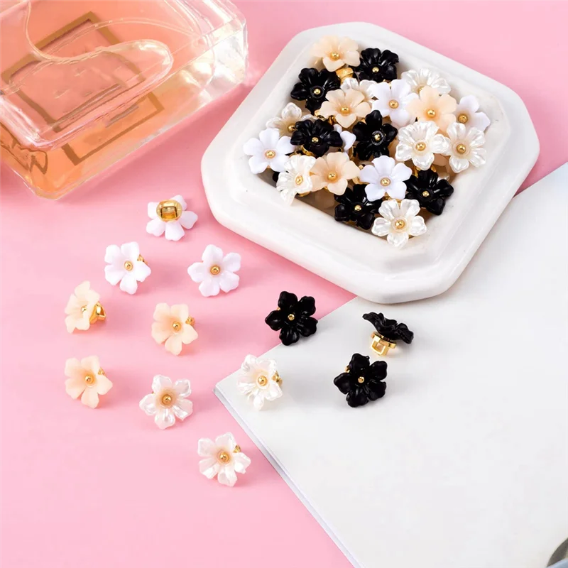

100Pcs 12.5Mm Plastic Flower Shape Sewing Buttons For Crafts Making, Clothes & DIY Projects, Scrapbook Decoration Easy Install