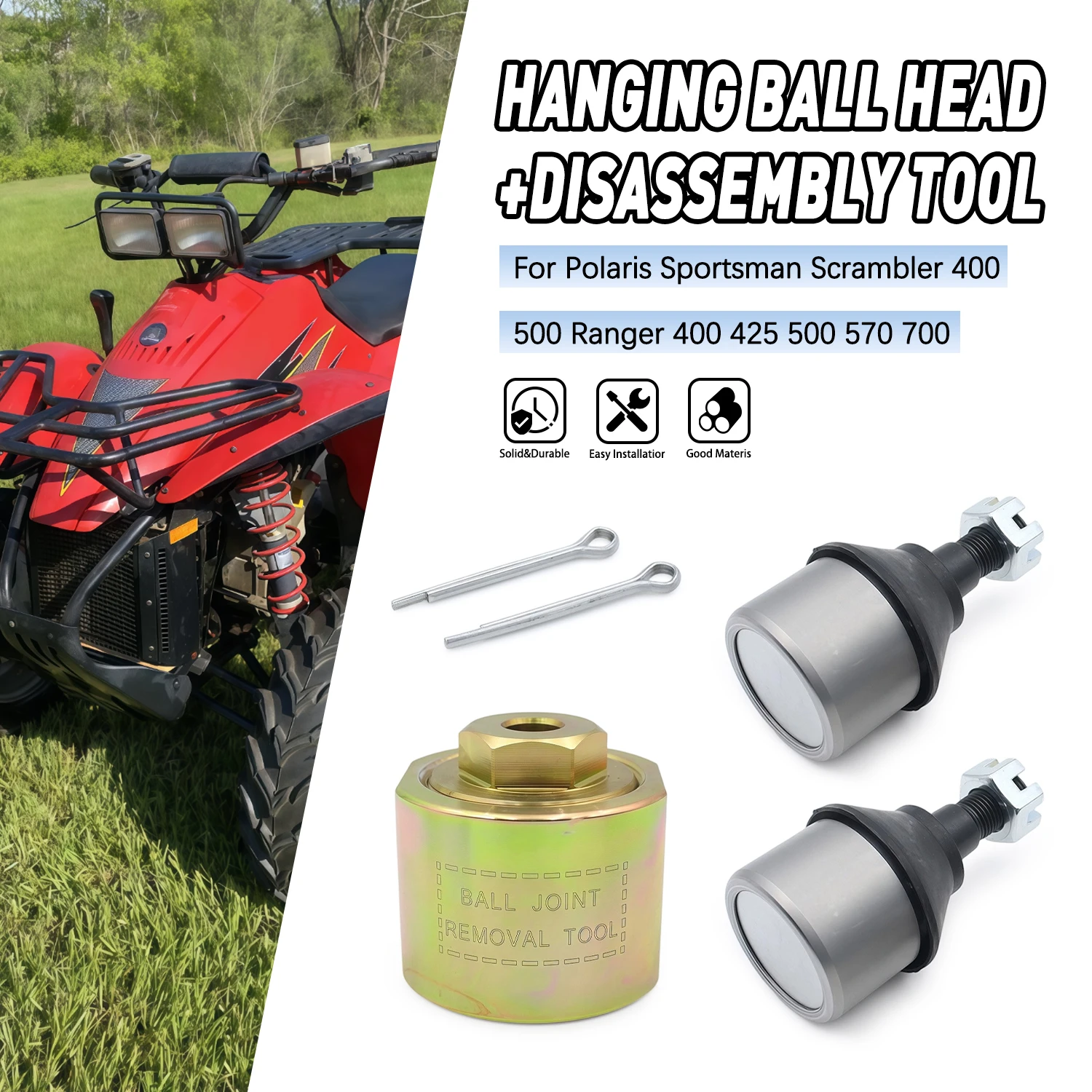 

Front Ball Joint Bracket Kit Removal Puller Tool For Polaris Sportsman Scrambler 400 425 500 570 Big Boos 250 300 350 400L ACE