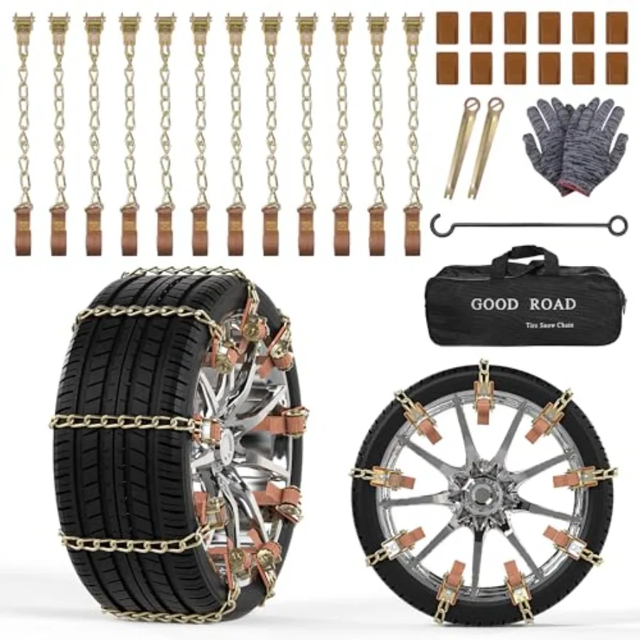 

12 упаковок цепей для снежных шин для автомобилей, внедорожников, автофургонов, пикапов, универсальных противоскользящих цепей для тяговых тросов, подходящих для 165275 мм C