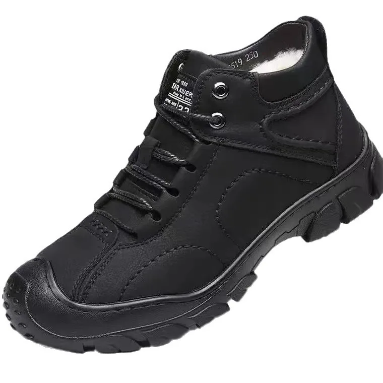 Zapatos de terciopelo grueso con cordones para hombre, botas deportivas antideslizantes para exteriores, botas altas de nieve cálidas, con descuento, novedad de invierno