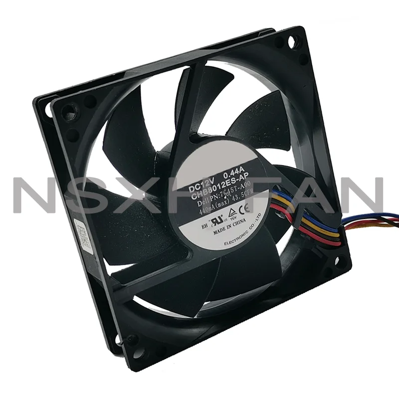 Quatro fios controle de temperatura PWM alto vento Chassis CPU Fan, CHB8012ES-AP 8020, 8cm, 12V, 0.44a, novo, original