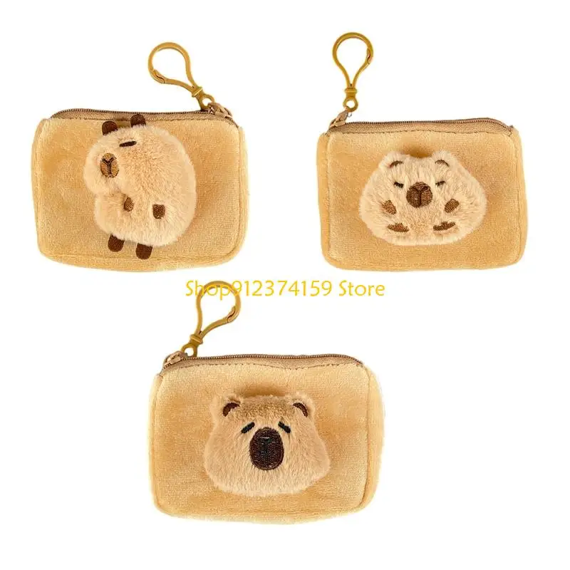

G5AE Plush Coin Coin Purse Wallet with Zippers Keychain,Portable Cosmetic Bags