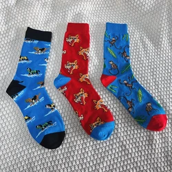 1 Pair Cartoon Animal Print Unisex Socks Novelty Style Middle Tube Socks Suit In All Seasons