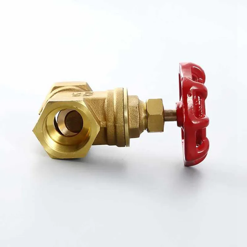 1PCS Wasser Messing Absperrventil Rote Kappe Geformt Griff Innengewinde Dual Ports