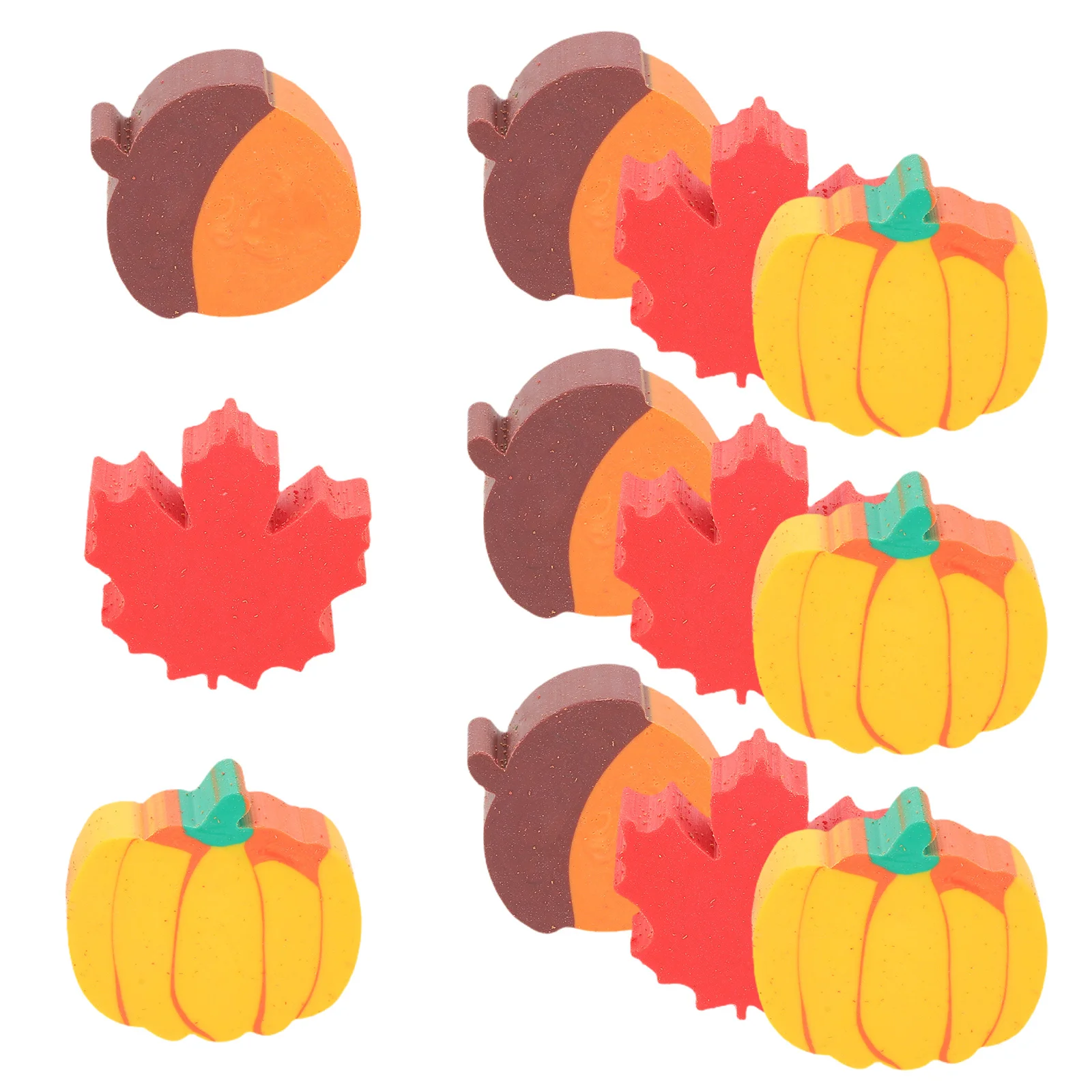 

50pcs Mini Eraser Set Autumn Themed School Supplies Fall Pencil Erasers Bulk Maple Leaf Pumpkin Homework Rewards Party Favors