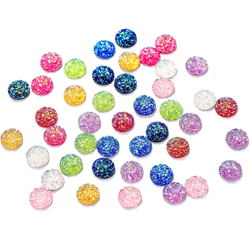 New Fashion 30pcs 12mm Mix AB Colors FlatBack Druzy Resin Cabochons For Bracelet Earrings DIY Jewelry Making Accessories W270