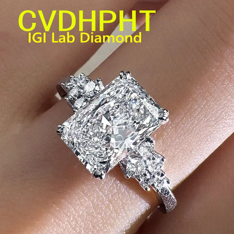 

Роскошное кольцо из белого золота 18 карат, выращенное в лаборатории кольцо с бриллиантом, 3 карата IGI, сияющая огранка, цвет D, свадебное обручальное кольцо ﻿ Модное кольцо ﻿