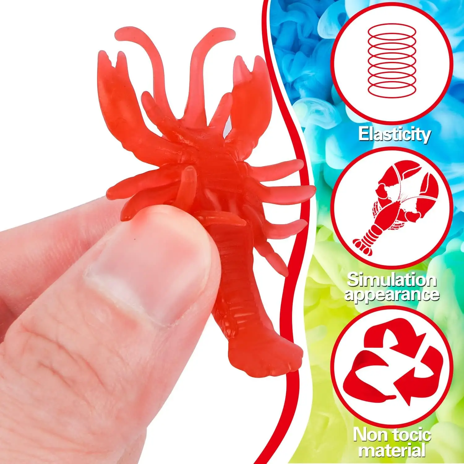 Realistic Red Lobster Soft Rubber Sea Animal Model Figure with Smooth Edges, Suitable for ’s Hand Play and Party Layout