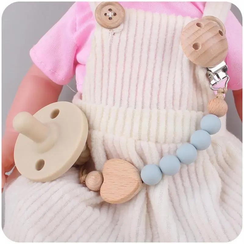 Soother Holder Beech Clip Pacifier Clip Attracting Babys Attention Cute Nipple Chain Pacifier Rope Bite Bag Toy Pacifier Chain