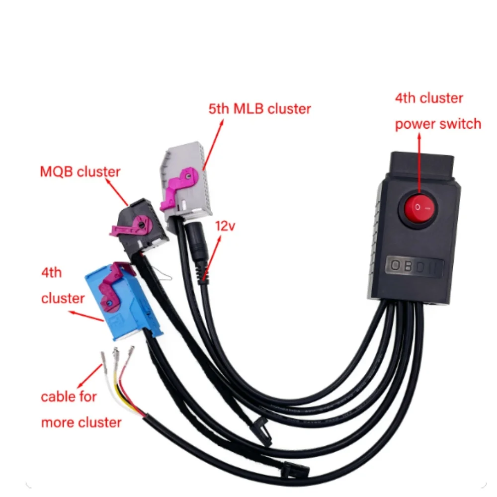 MQB Cluster 12V Power Test Cable 4th ID48 Key Program Cable 5th Cluster Cable MQB NEC35XX Cable MQB48 Instrument Cable fit VVDI2