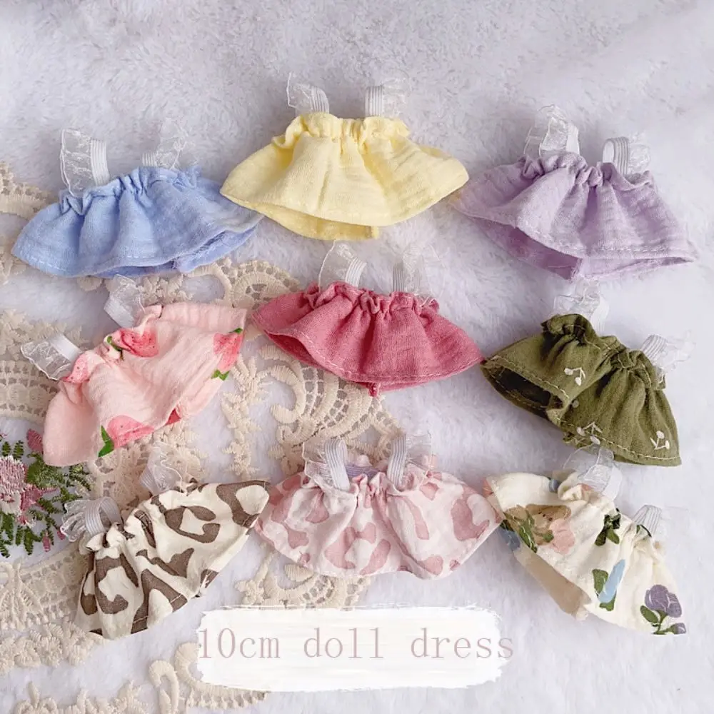 Toy Accessories 10cm Doll Dress Suspender Lace Skirt Plush Toys Clothes Summer Mini Cotton Doll Clothes Kids Girls Toys