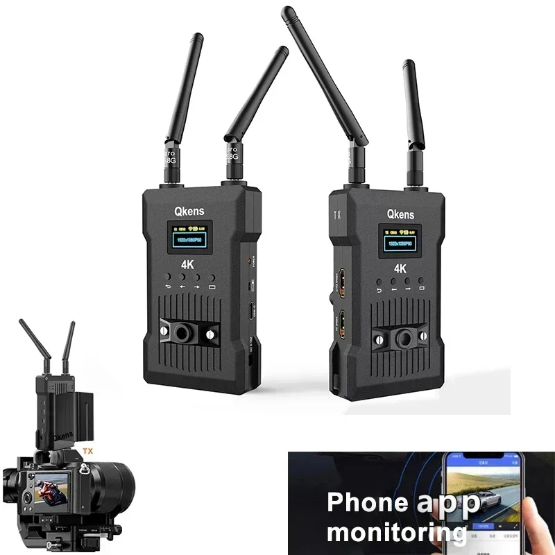 

200M 4K Wireless Video Transmitter Receiver HDMI Extender Support Battery /Change Channel/App Monitoring / Camera Live Streaming