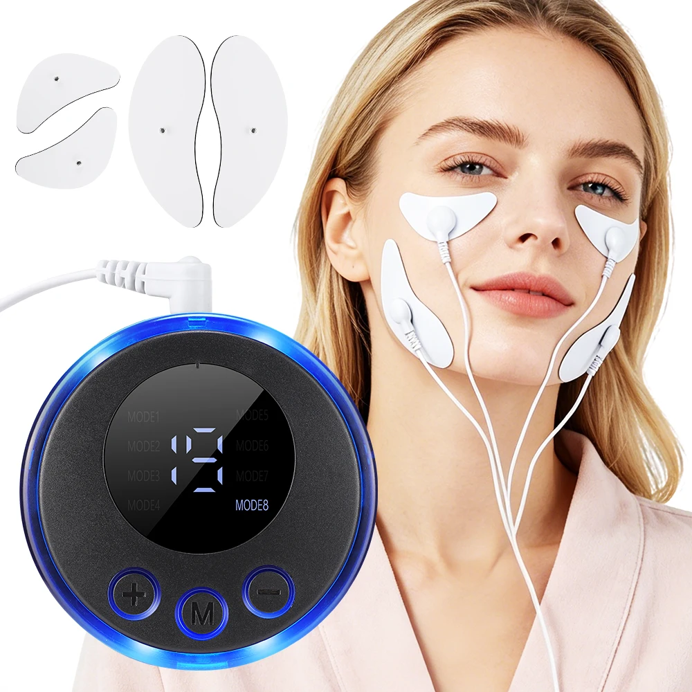 EMS Facial Lifting Massager Face Beauty Machine 8 Modes 19 Levels Rechargeable Face Eye Patch Device for Home Beauty