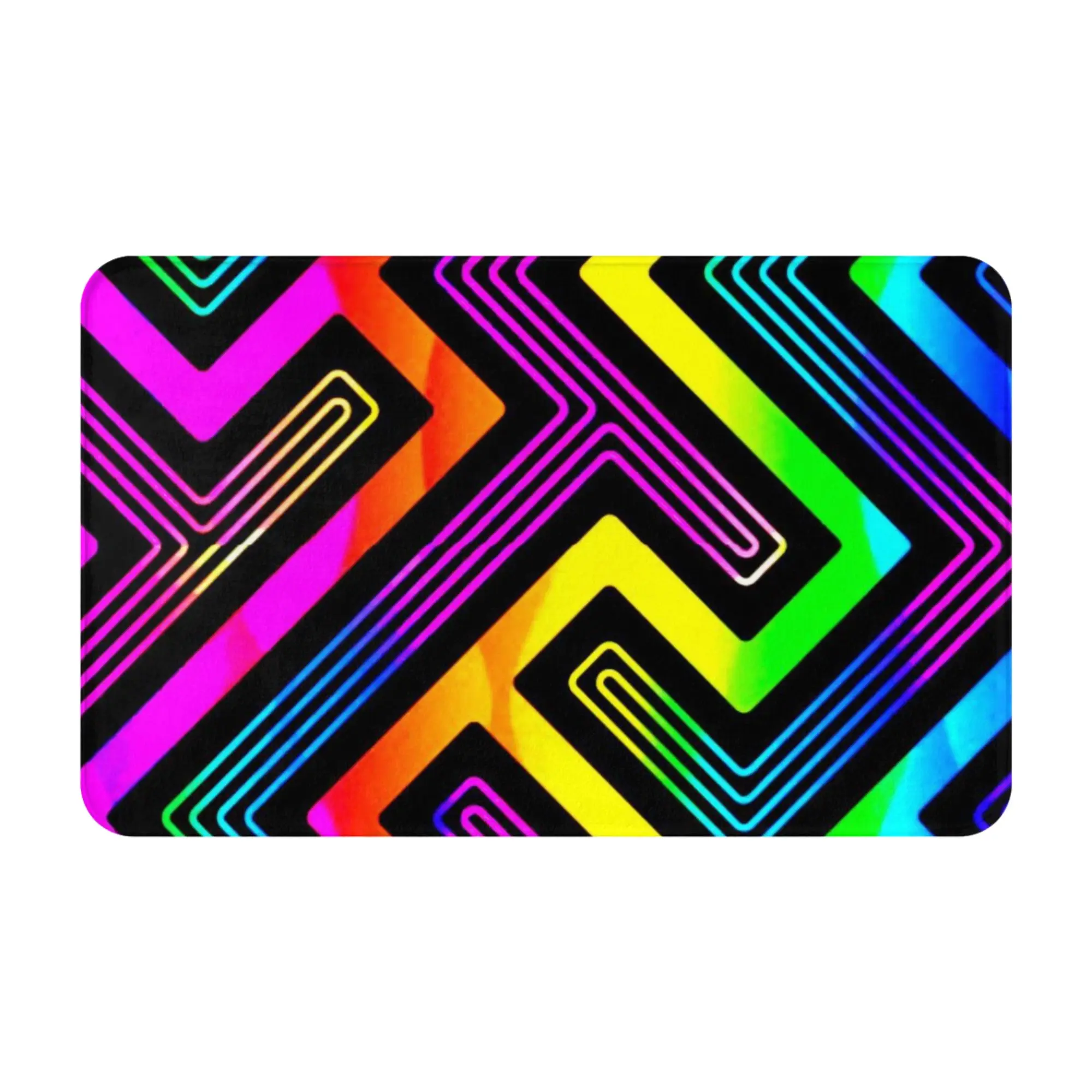 Rainbow Geometric Maze Pattern Anti-Slip Doormat Kitchen Mat  Hallway Indoor Home Decor